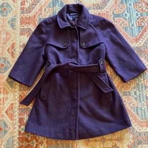 Gap medium wool blend winter button down pea coat with 3/4 sleeves